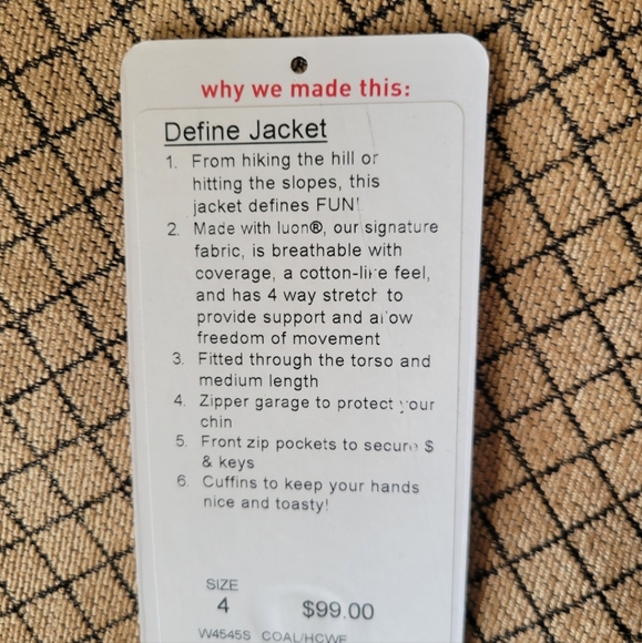 LULULEMON Define jacket, 4 (barely used) - Picture 8 of 8